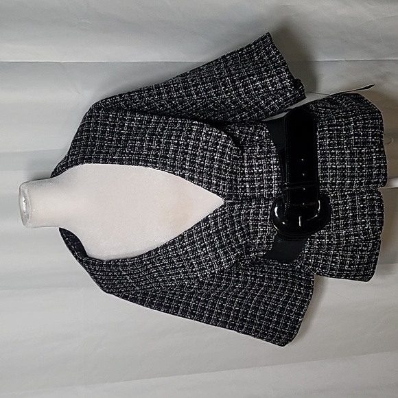 ❤️🔥❤️Apt.9 Black & Gray Tweed Retro Y2K Lined Jacket with Belt - Picture 1 of 11